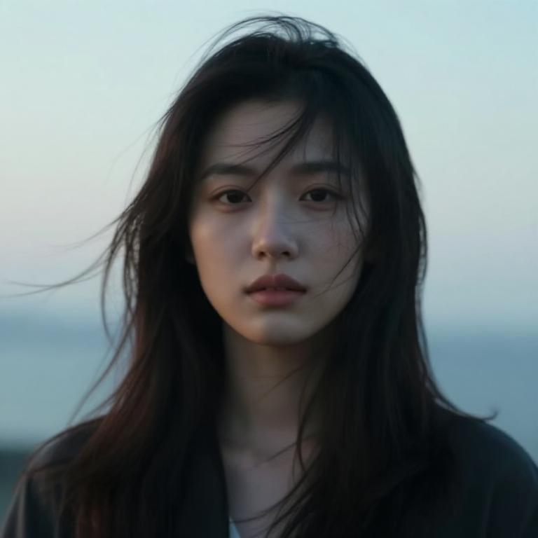 Add cinematic parallax effect, subtle wind movement on hair and clothes